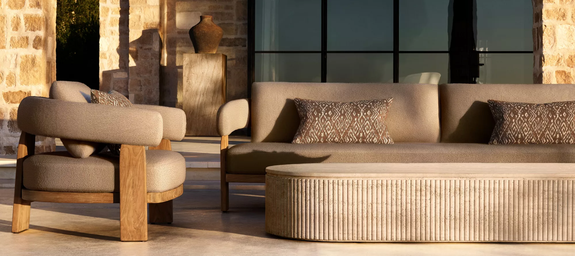 Kavala teakhouten zitbankset voor buiten|Luxe terrasmeubilair