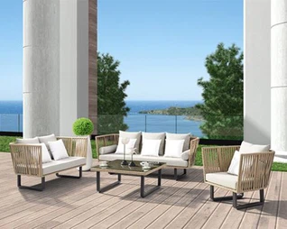 Aluminium rieten buitenbank